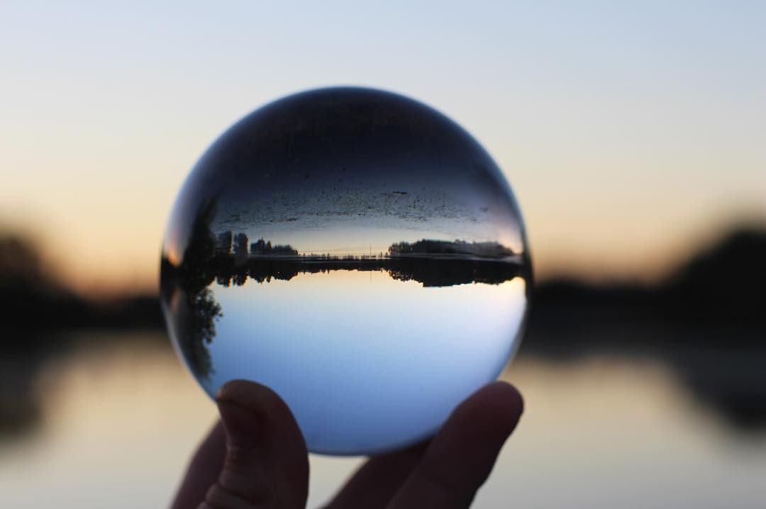 Cinematic glass ball still life image
